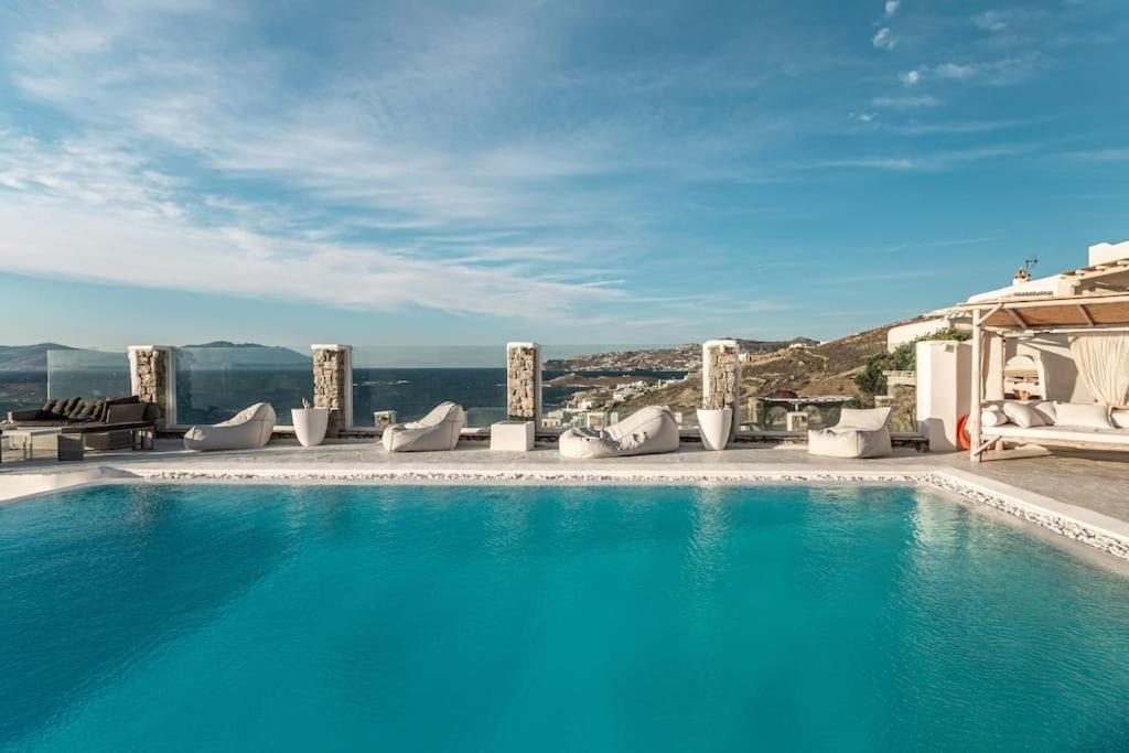 Mykonos Sea View Luxury Villa By Calypso Sunset Villas Mykonos Town Exteriör bild