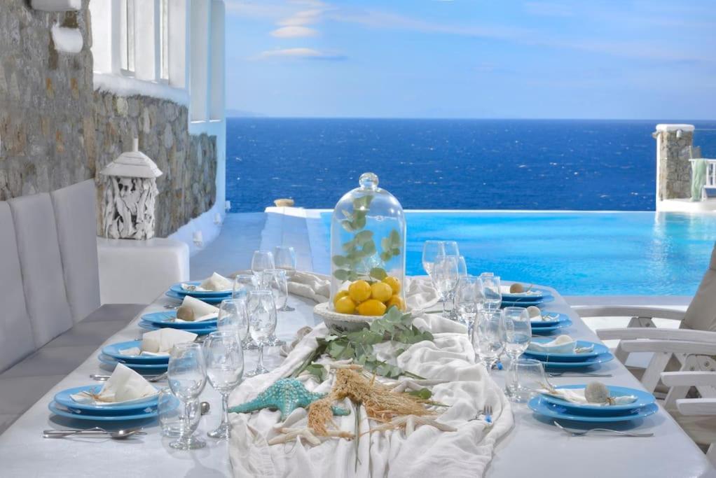 Mykonos Sea View Luxury Villa By Calypso Sunset Villas Mykonos Town Exteriör bild