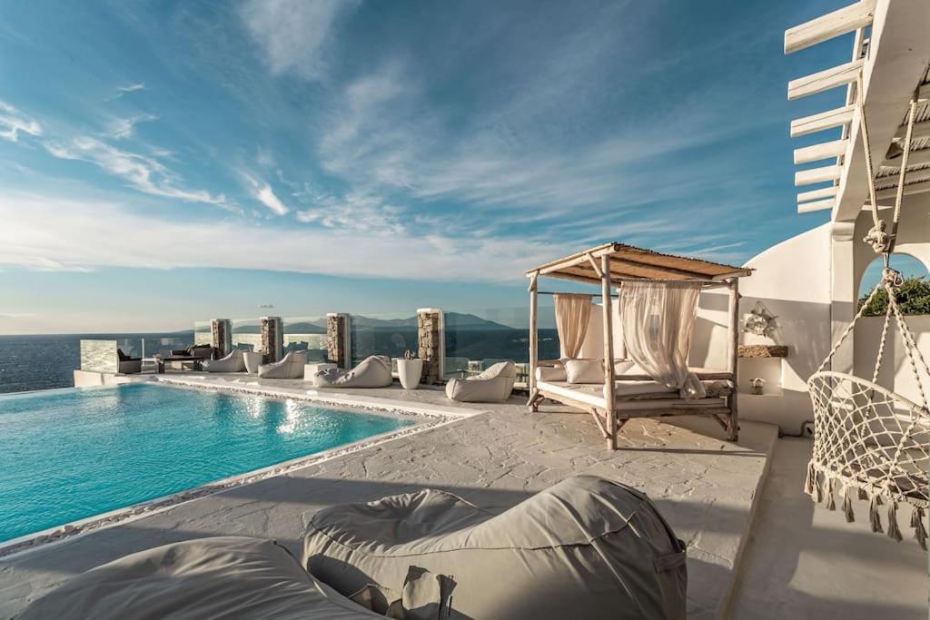 Mykonos Sea View Luxury Villa By Calypso Sunset Villas Mykonos Town Exteriör bild