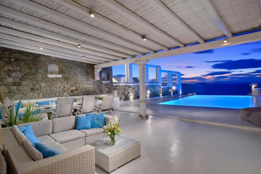 Mykonos Sea View Luxury Villa By Calypso Sunset Villas Mykonos Town Exteriör bild